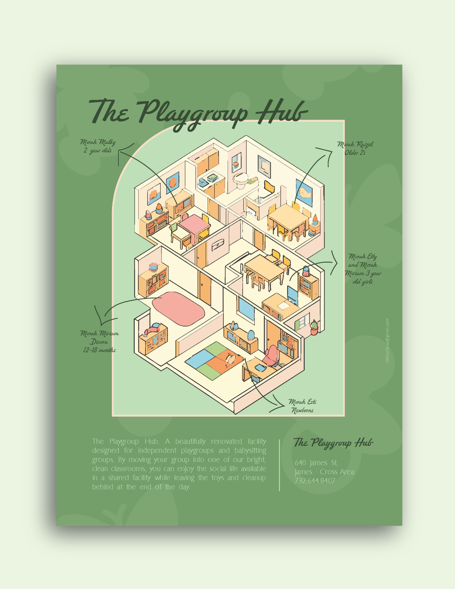 The Playgroup Hub — illustrated facility map poster