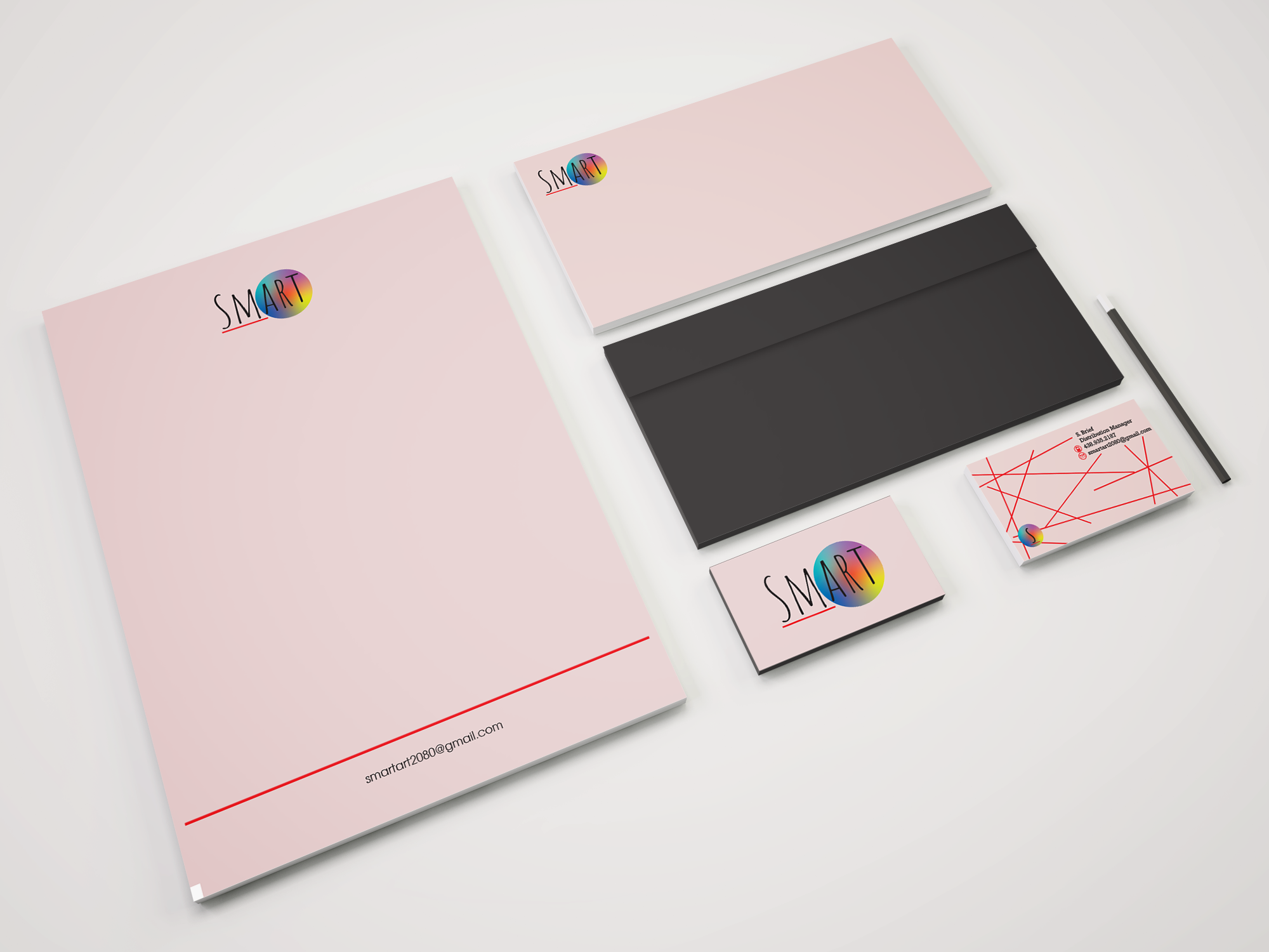Smart — pink stationery and business card branding system