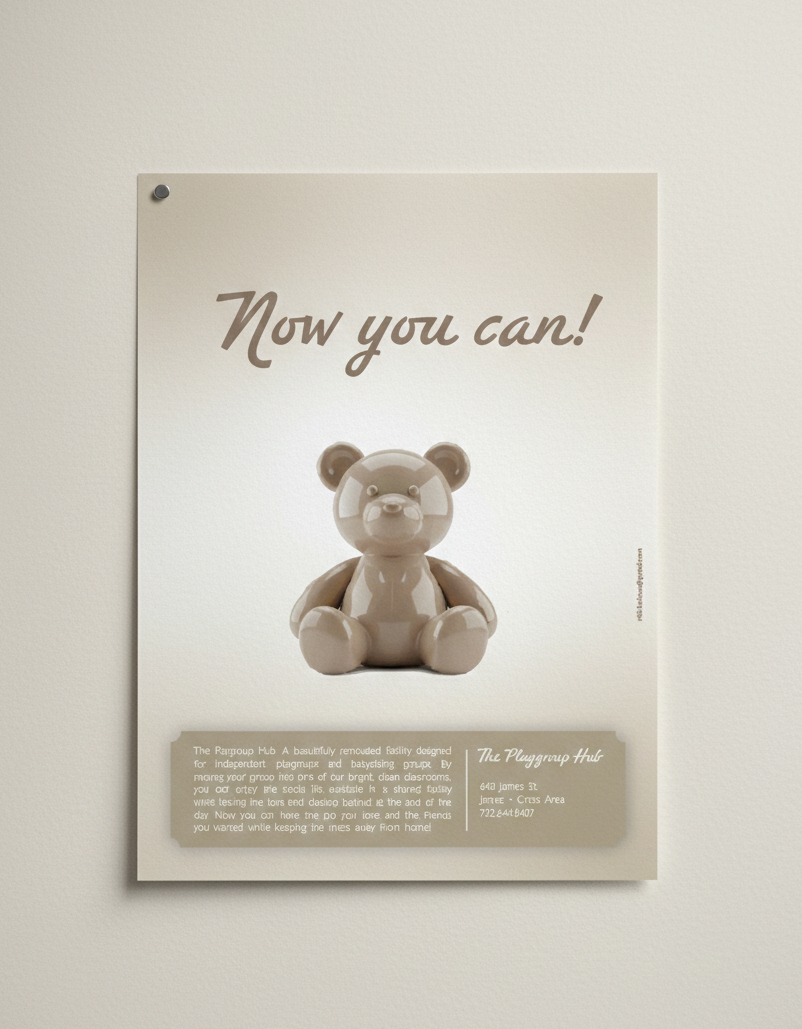 The Playgroup Hub — 'Now you can!' campaign poster